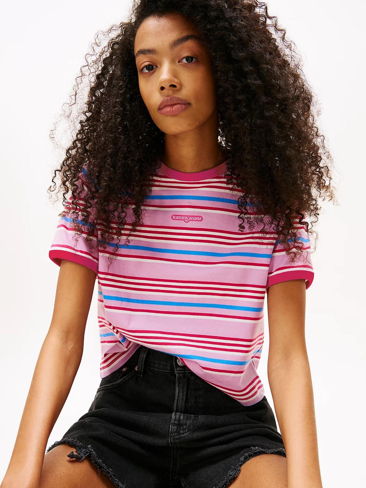 T-Shirt Tommy Jeans slim a strisce donna