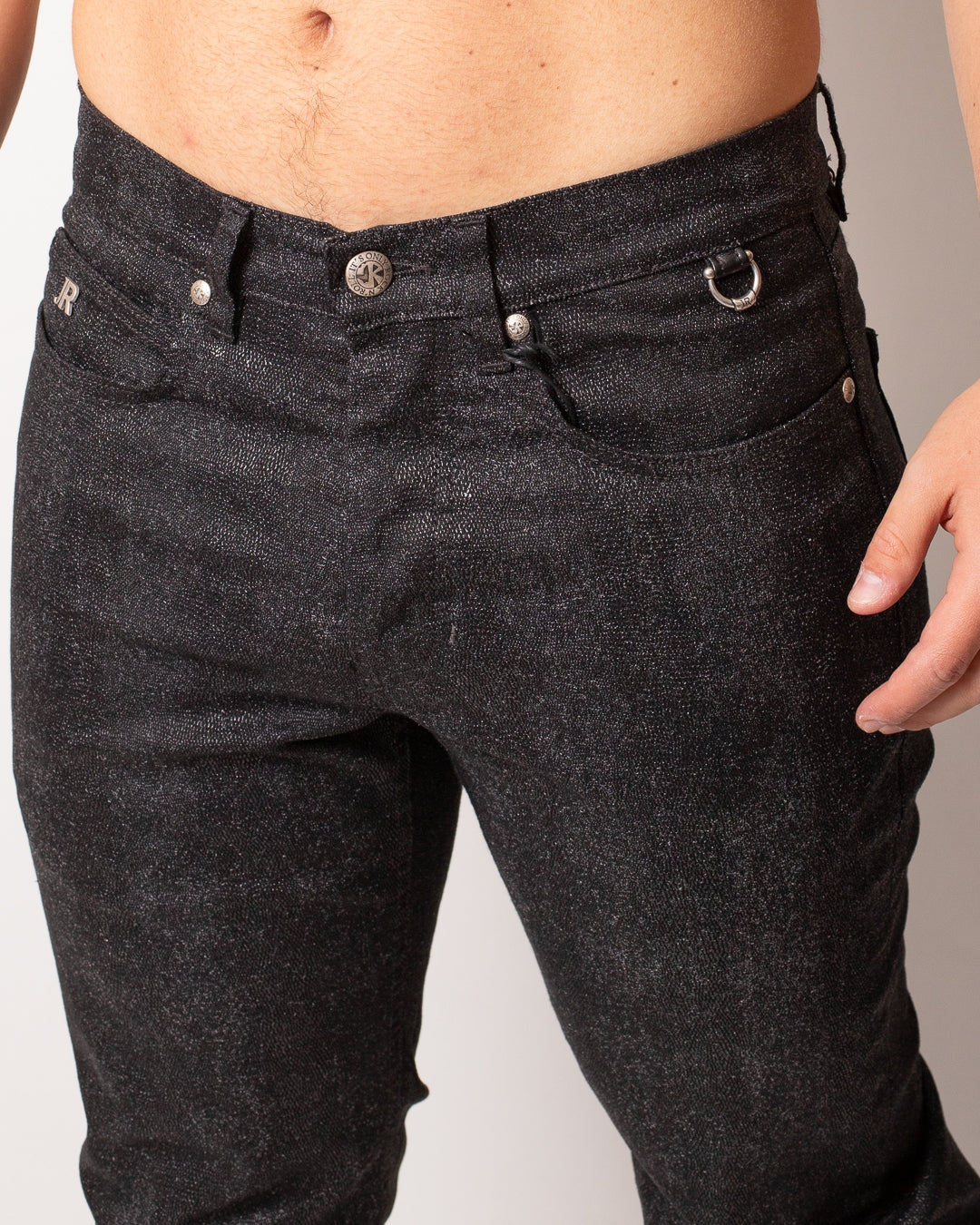 Jeans John Richmond regular con inserti in vera pelle uomo