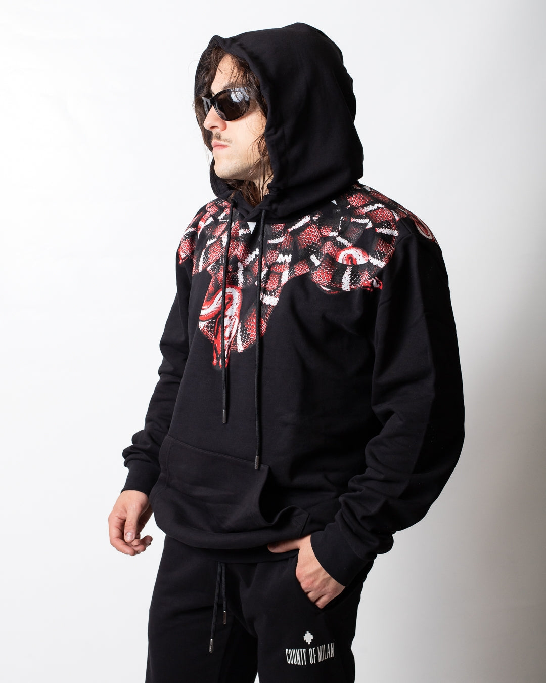 Felpa Marcelo Burlon con cappuccio "Red Snake" uomo
