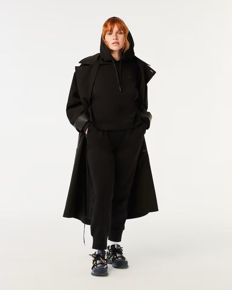 Felpa Lacoste cropped con cappuccio e logo in silicone donna