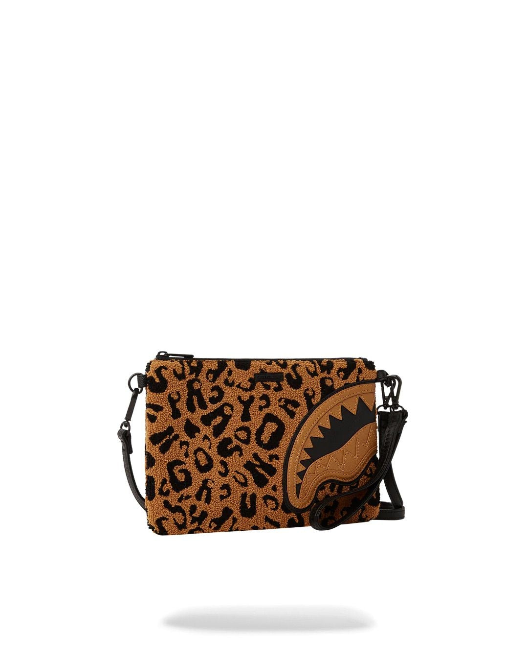 Pochette Sprayground marrone chenille cheetah clutch con tracolla