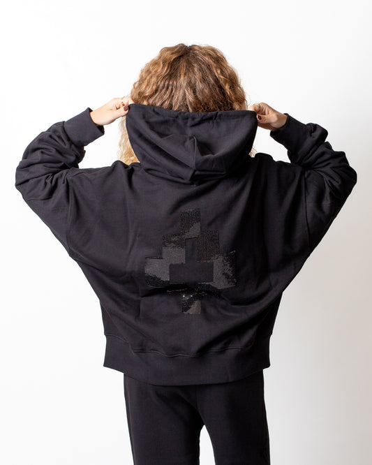 Felpa Marcelo Burlon fullzip con cappuccio e paillettes donna