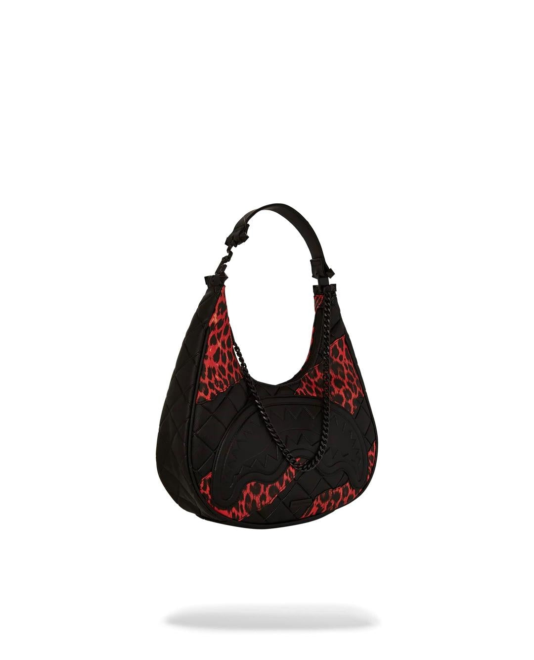 Borsa a spalla Sprayground nero "Red leopard puffer vice shoudlar bag" donna