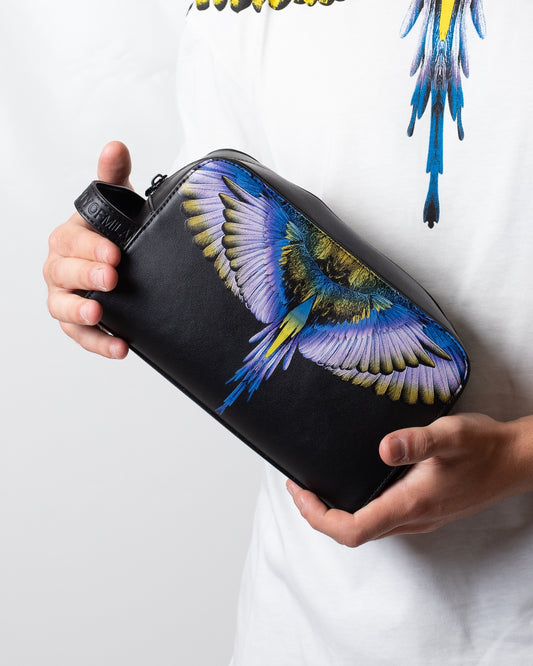 Pochette Marcelo Burlon beauty in ecopelle con logo wings colorfull