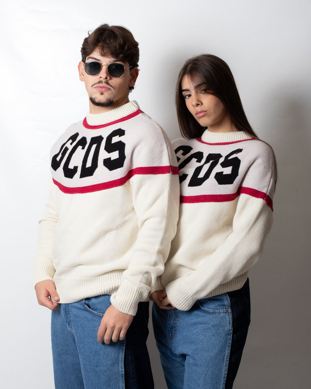 Maglia GCDS girocollo in lana "Stripes Logo"