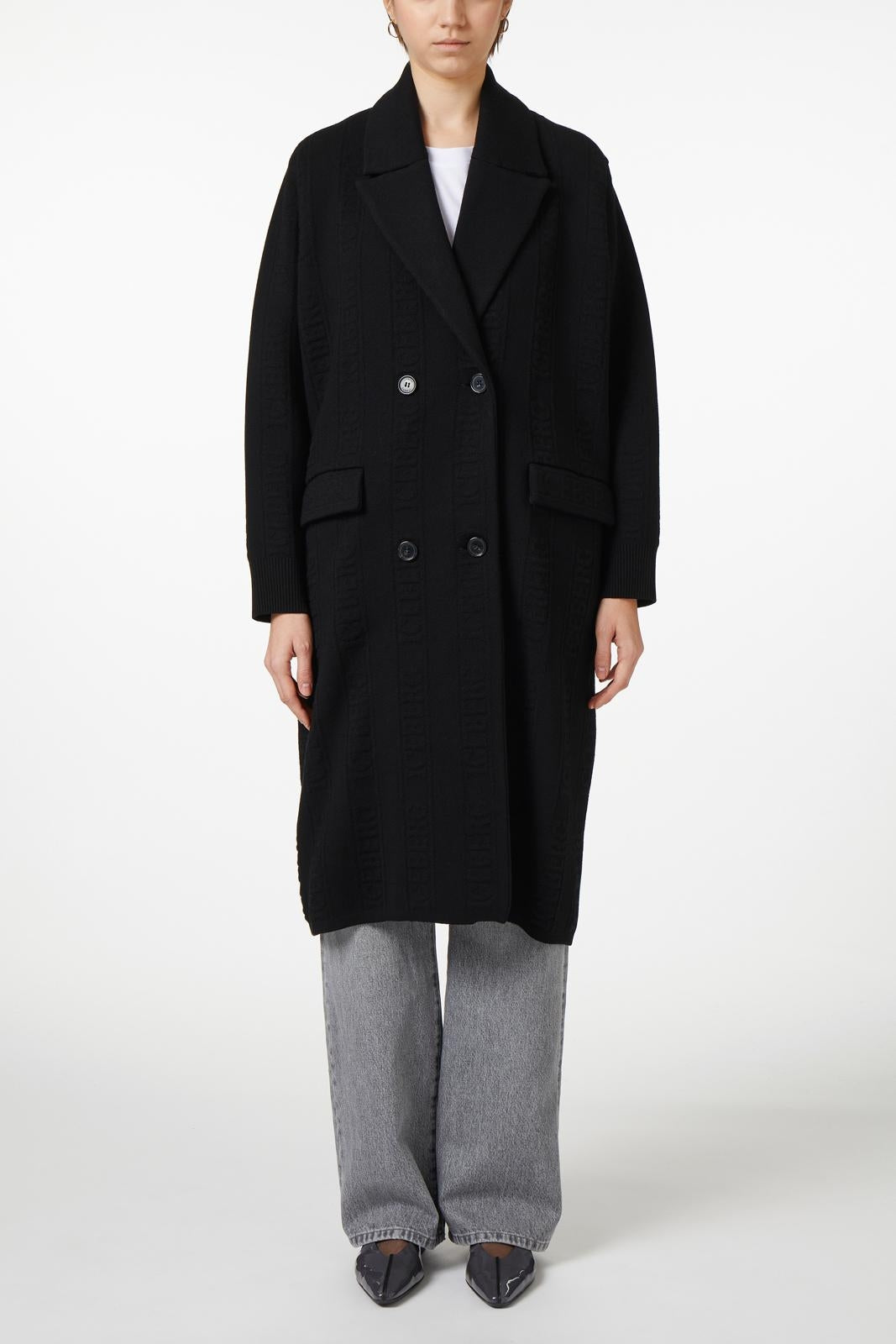 Cappotto Iceberg doppiopetto in maglia con logo all-over donna