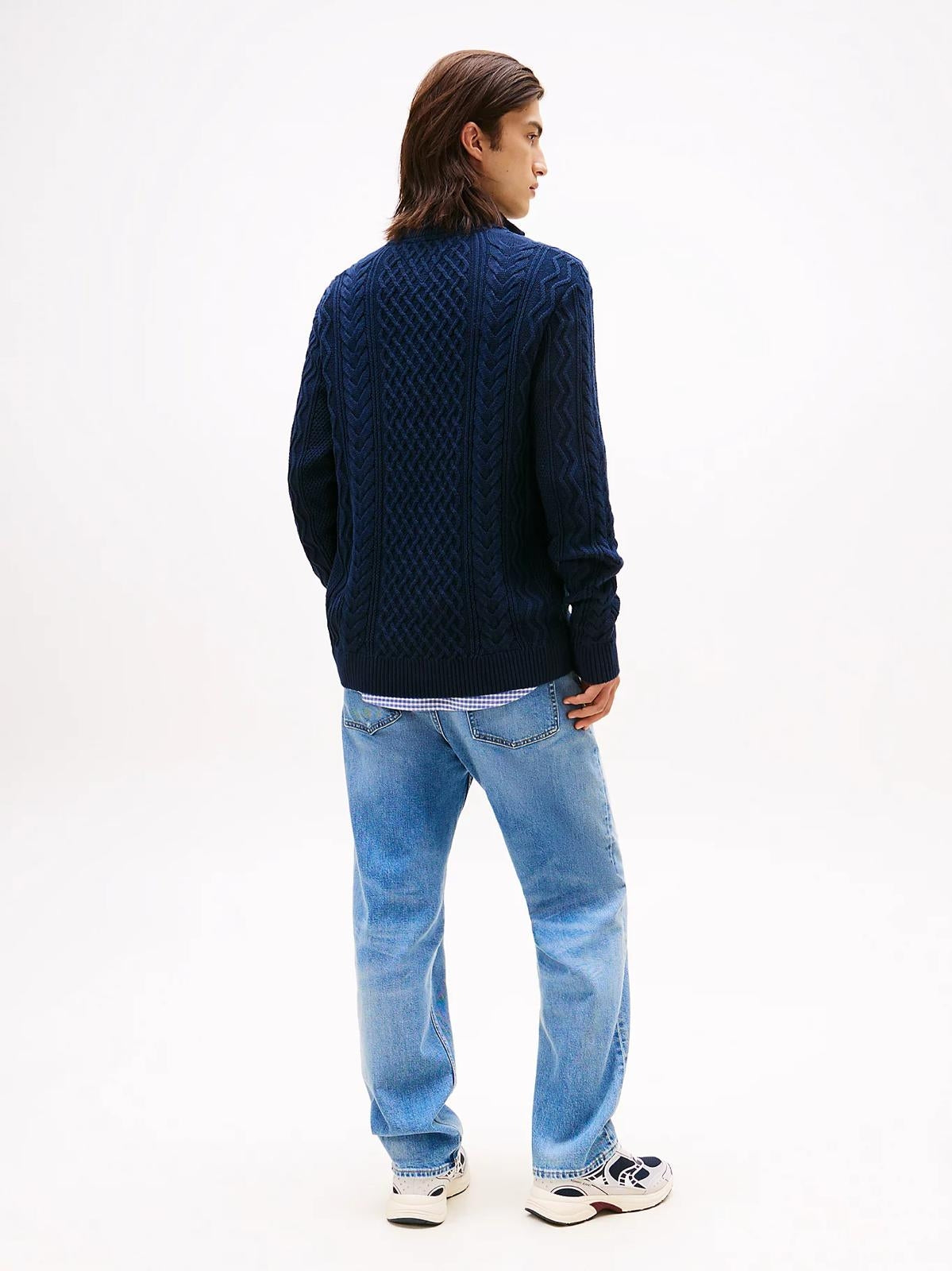 Maglia Tommy Jeans mezza zip con ricami intrecciati uomo