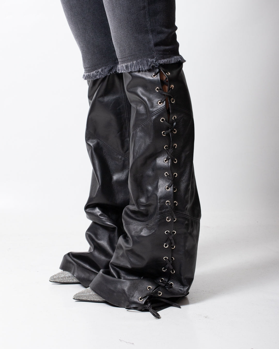 Jeans John Richmond a zampa con dettagli in pelle donna