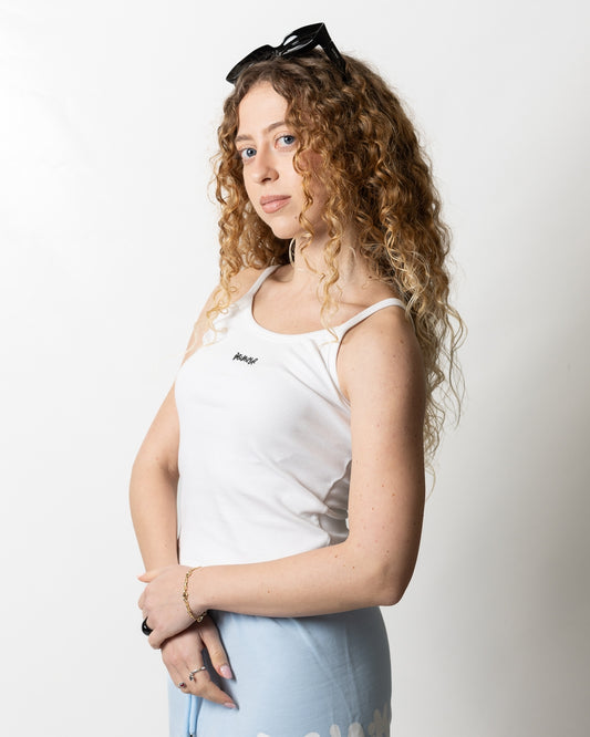 Top Disclaimer in costina con logo donna