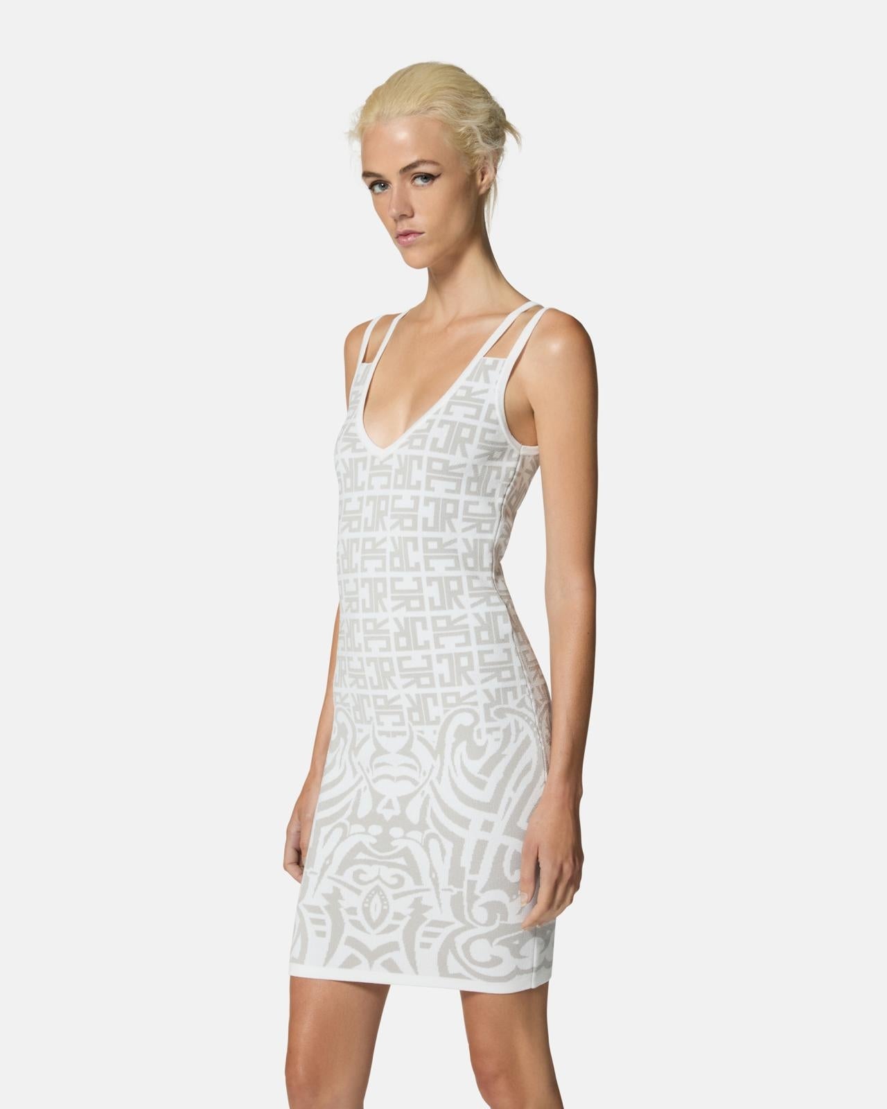 Abito John Richmond slim in maglia con logo all-over donna