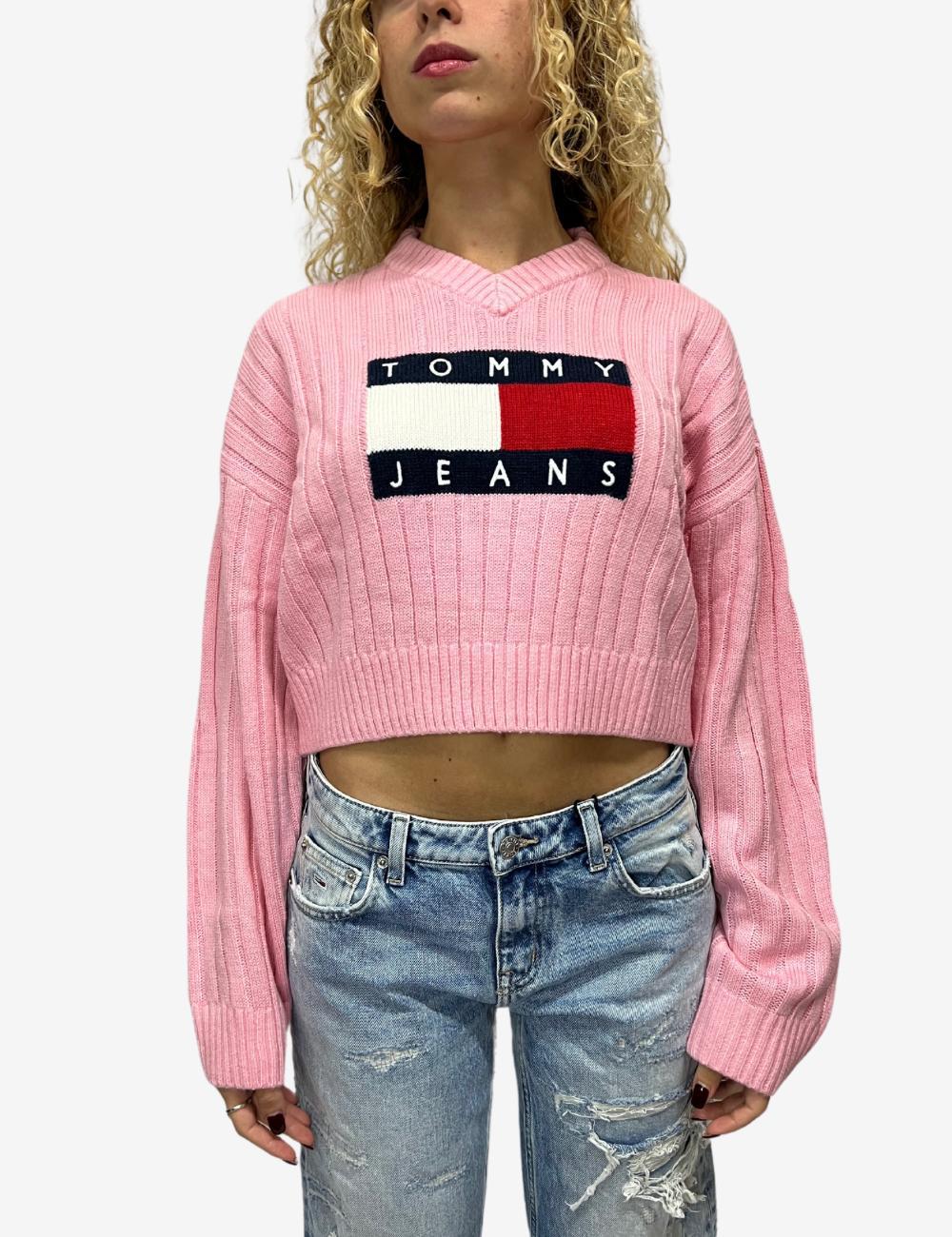 Maglia Tommy Jeans crop con scollo a V donna