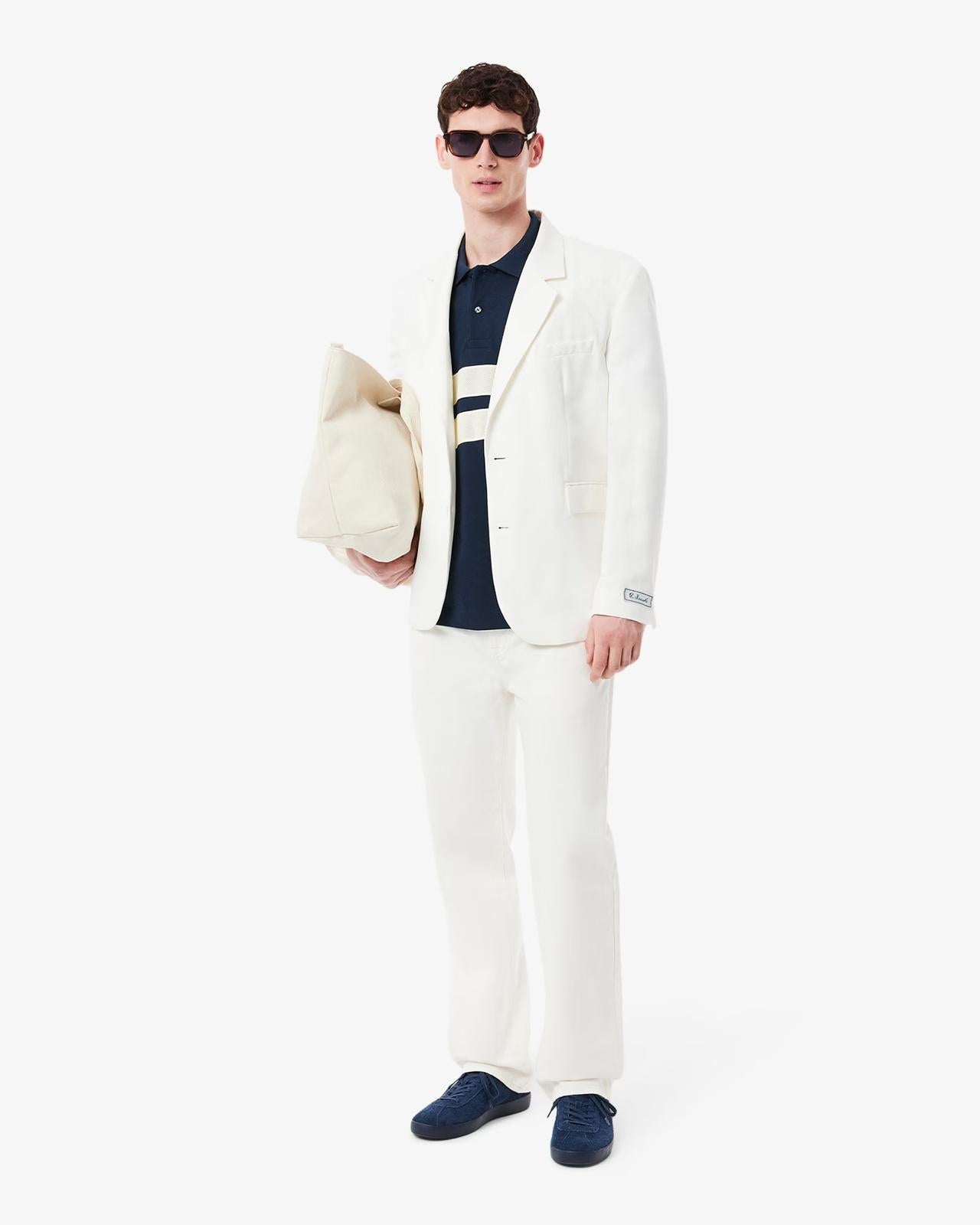 Polo Lacoste classic in petit piqué con bande a contrasto uomo