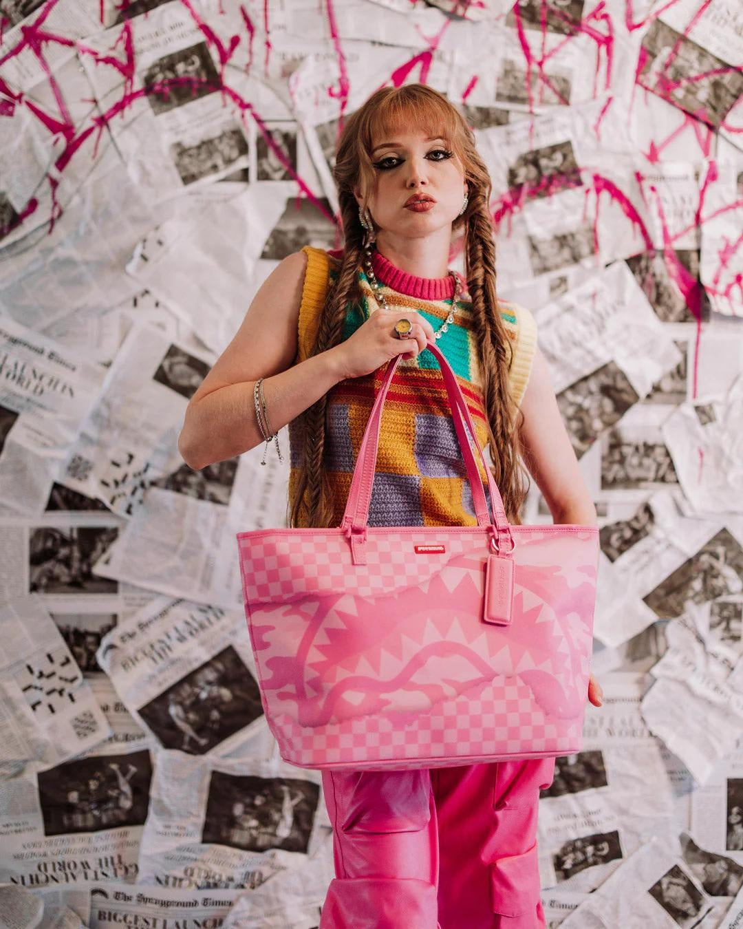 Borsa Sprayground rosa Pink 3AM riptide tote