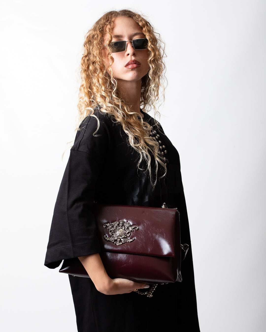 Borsa John Richmond "Shoulder Bag" in ecopelle verniciata donna