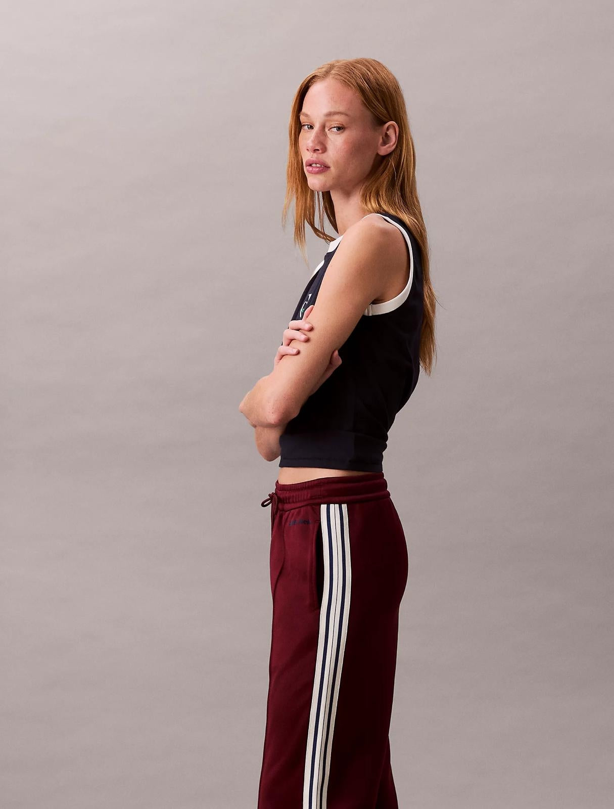 Pantalone Calvin Klein acetato con strisce a contrasto donna