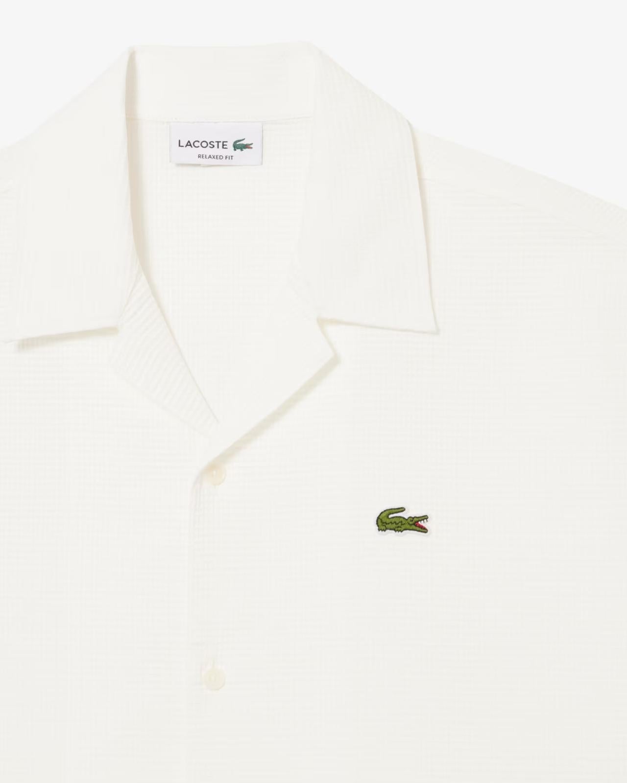 Camicia Lacoste a nido d'ape bianca