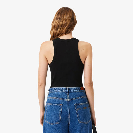 Canotta Lacoste in costina logo classic donna