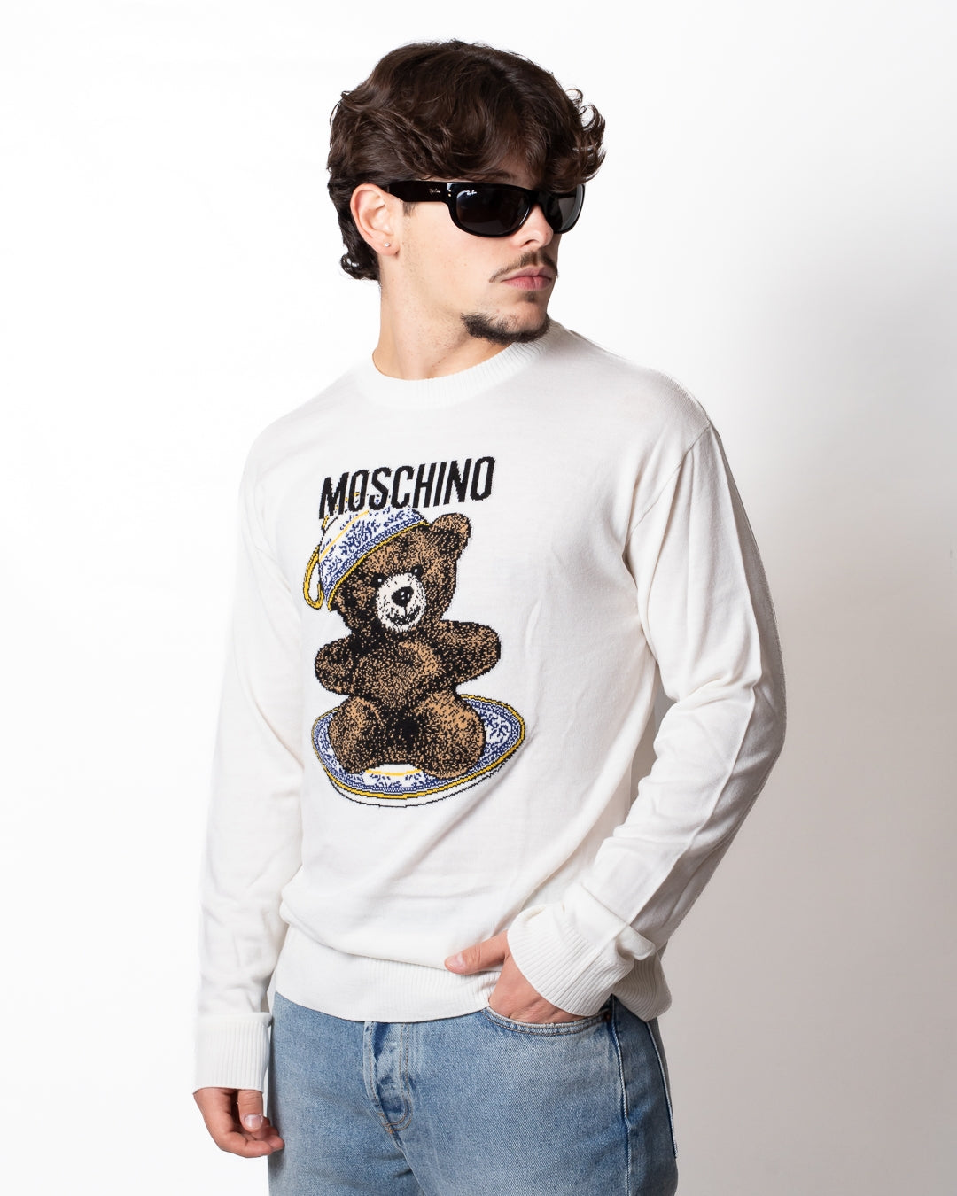 Maglia Moschino in lana con ricamo Teddy Bear