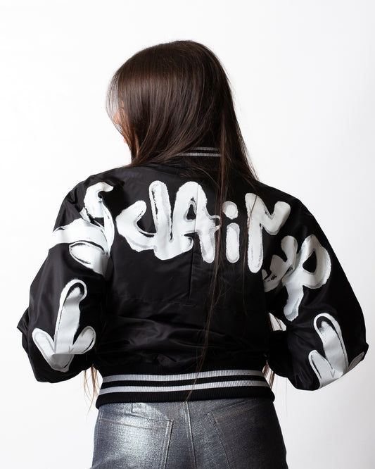 Piumino Disclaimer bomber logato donna
