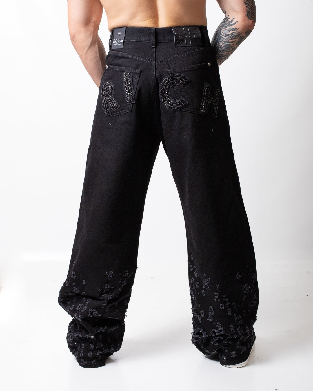 Jeans John Richmond baggy con tagli e logo patch uomo