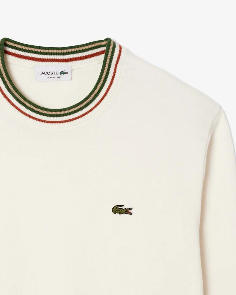 Maglia Lacoste girocollo con strisce a contrasto uomo