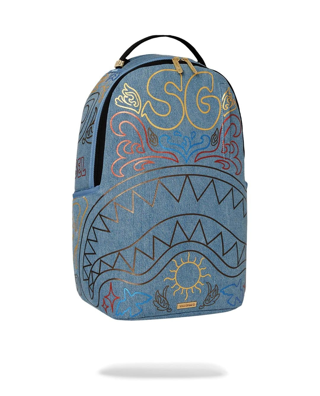 Zaino Sprayground denim Metallic printed denim shark dlxsv backpack