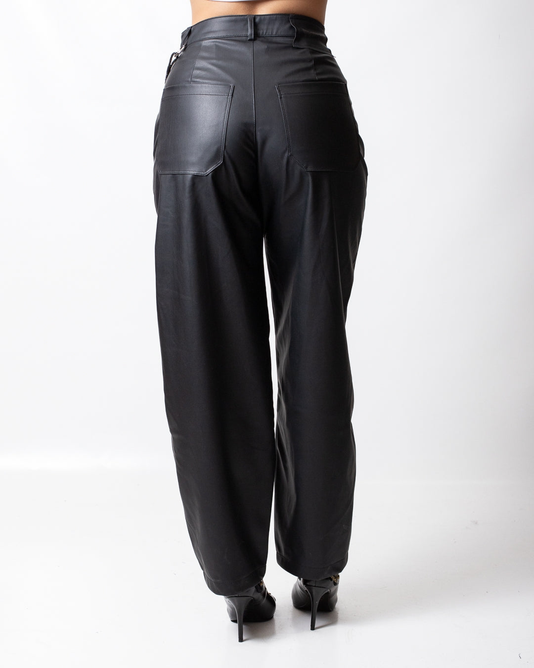 Pantalone Disclaimer a gamba larga in ecopelle donna