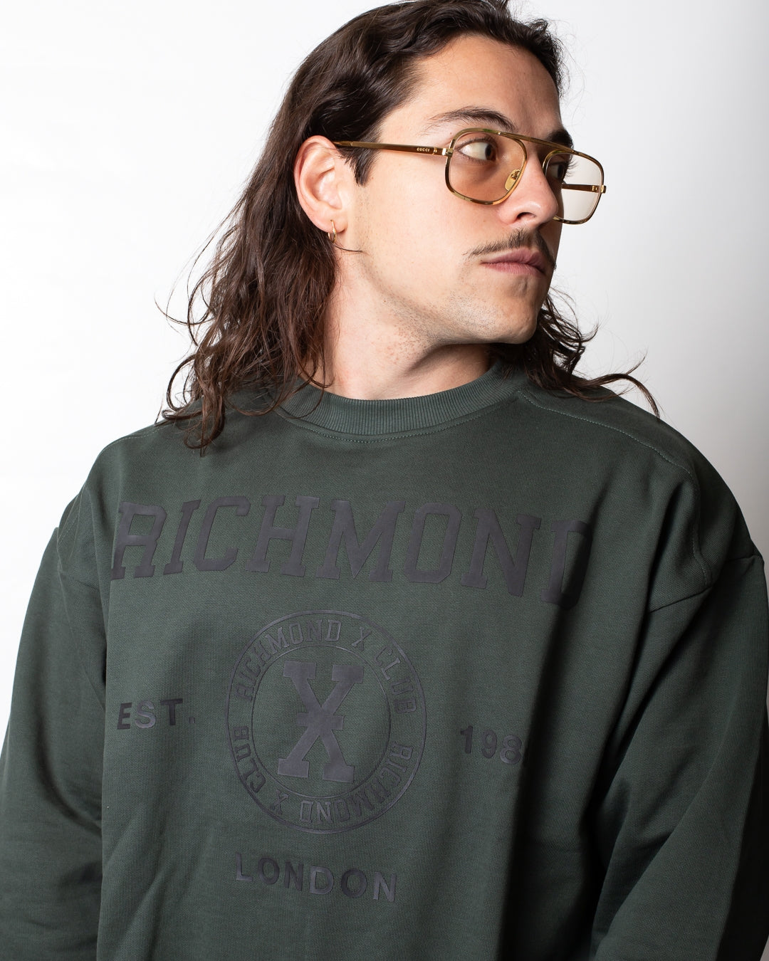 Felpa Richmond X girocollo con stampe in rilievo uomo