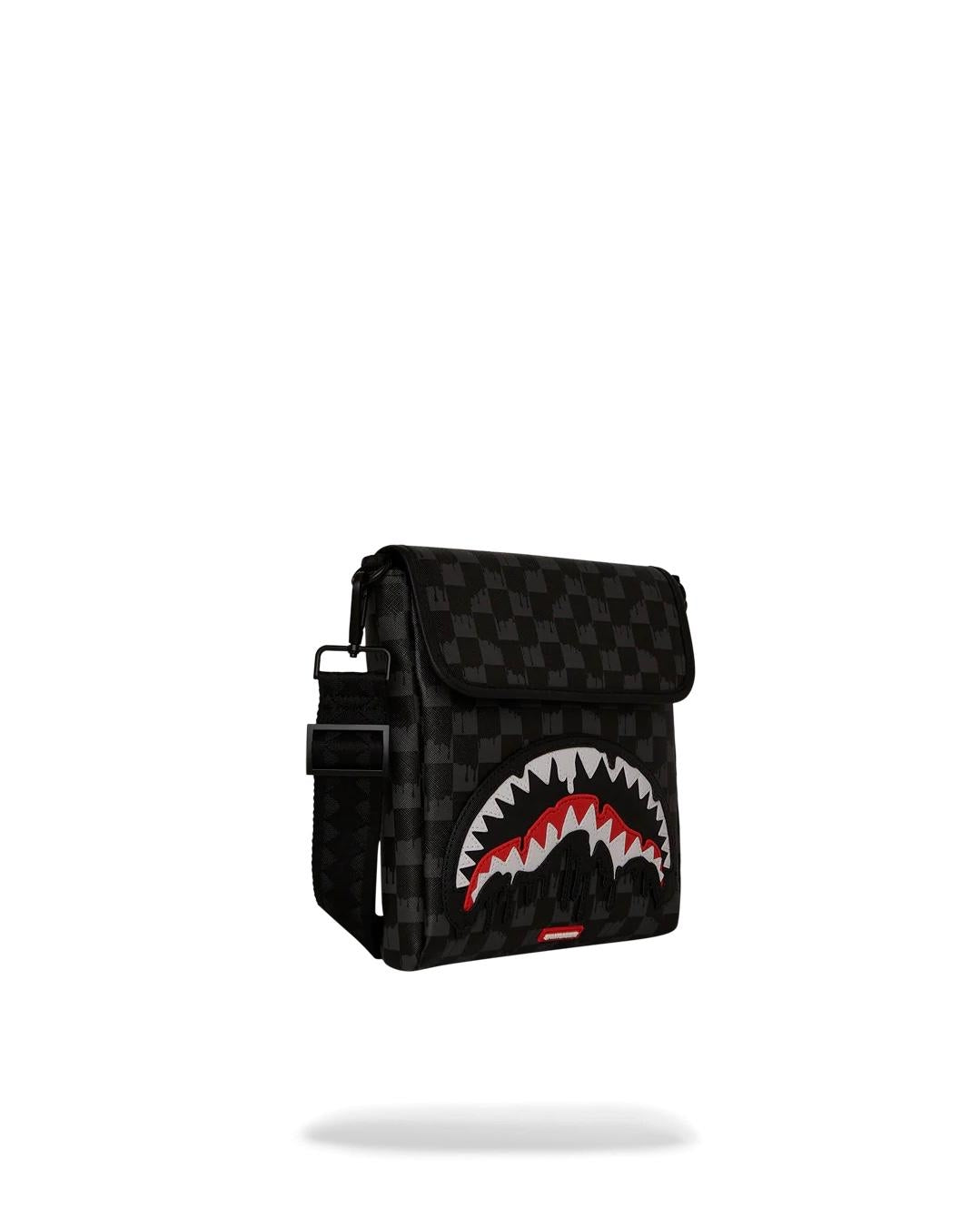 Tracolla Sprayground nero Dripping sharks in paris messenger sling