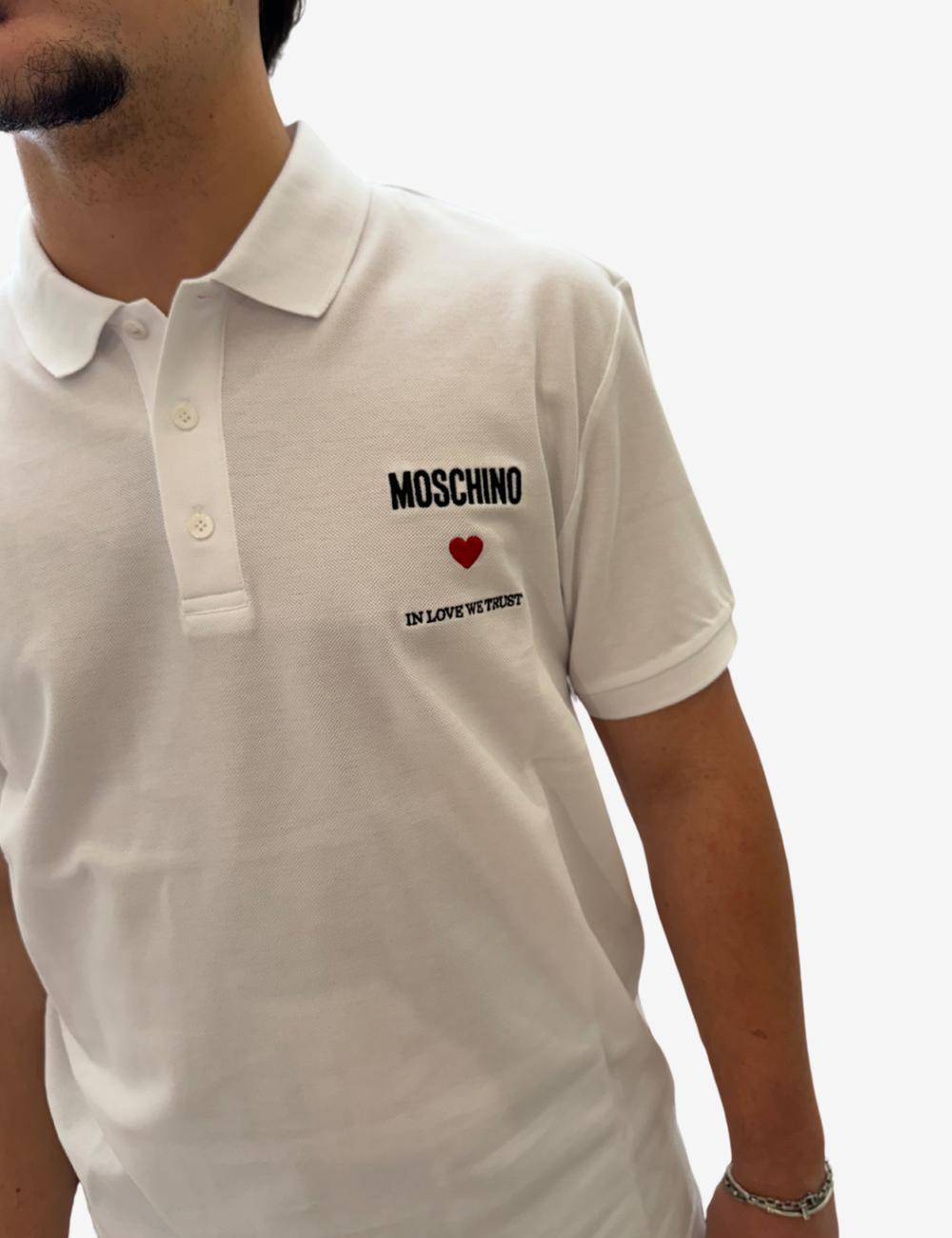 Polo Moschino "In love we trust" con ricamo uomo