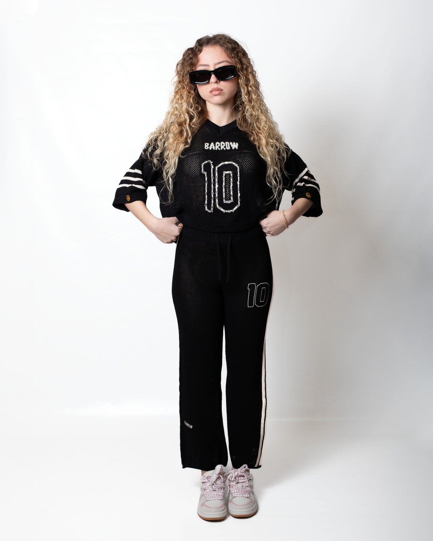 T-Shirt Barrow cropped in maglia traforata donna
