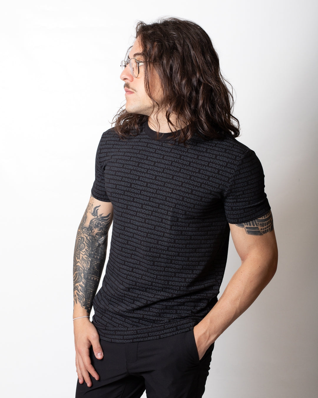 T-Shirt e boxer Dsquared2 con logo stampato all-over uomo