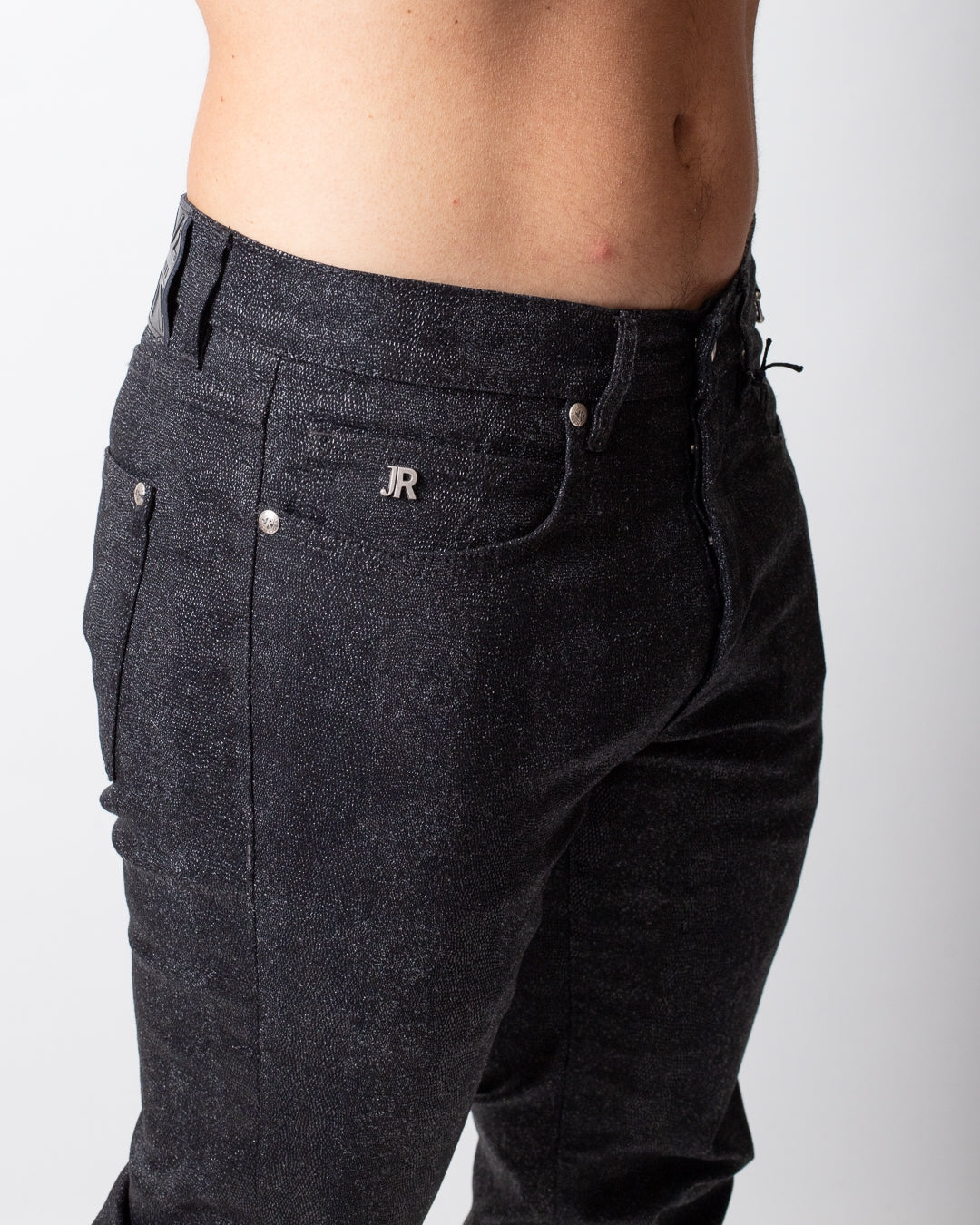 Jeans John Richmond regular con inserti in vera pelle uomo