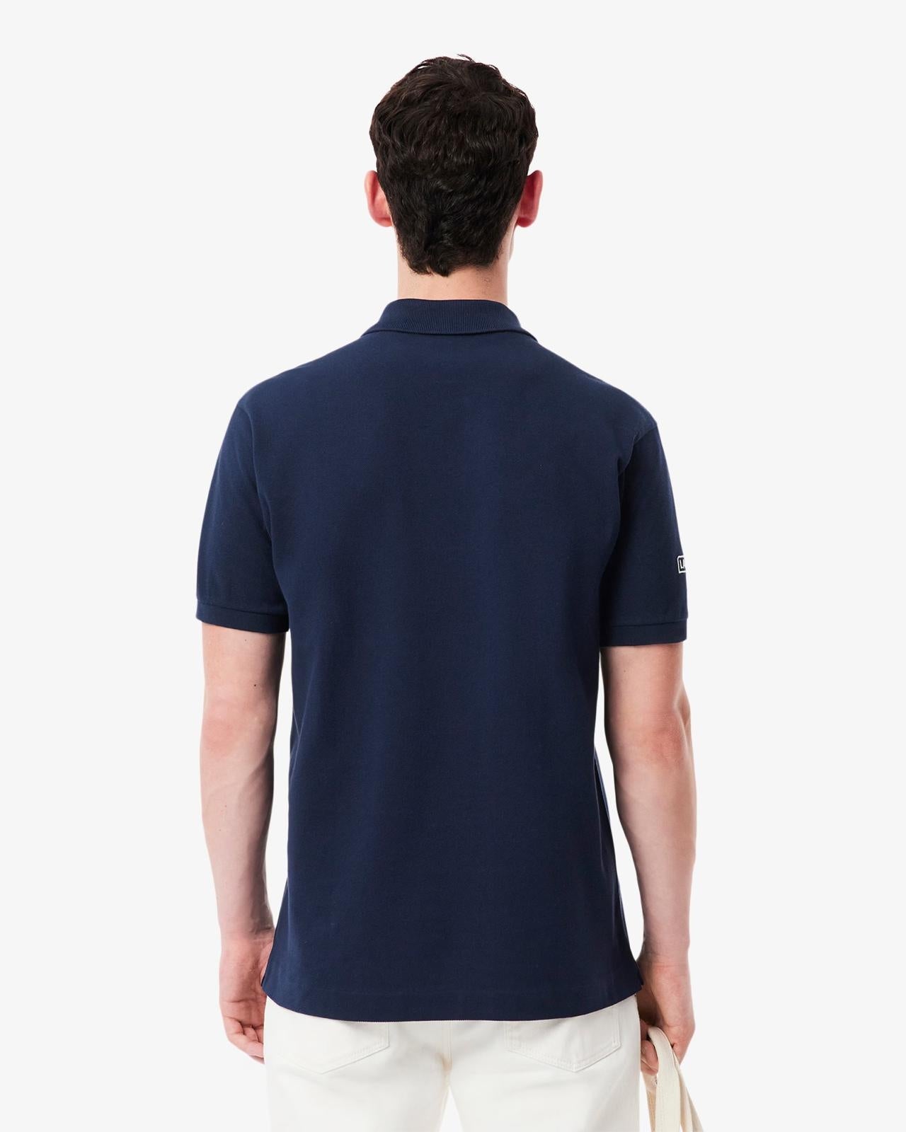 Polo Lacoste classic in petit piqué con bande a contrasto uomo