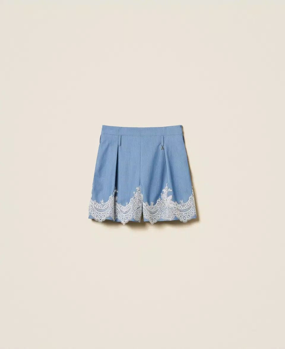 Bermuda Twinset Actitude con pizzo e cintura donna