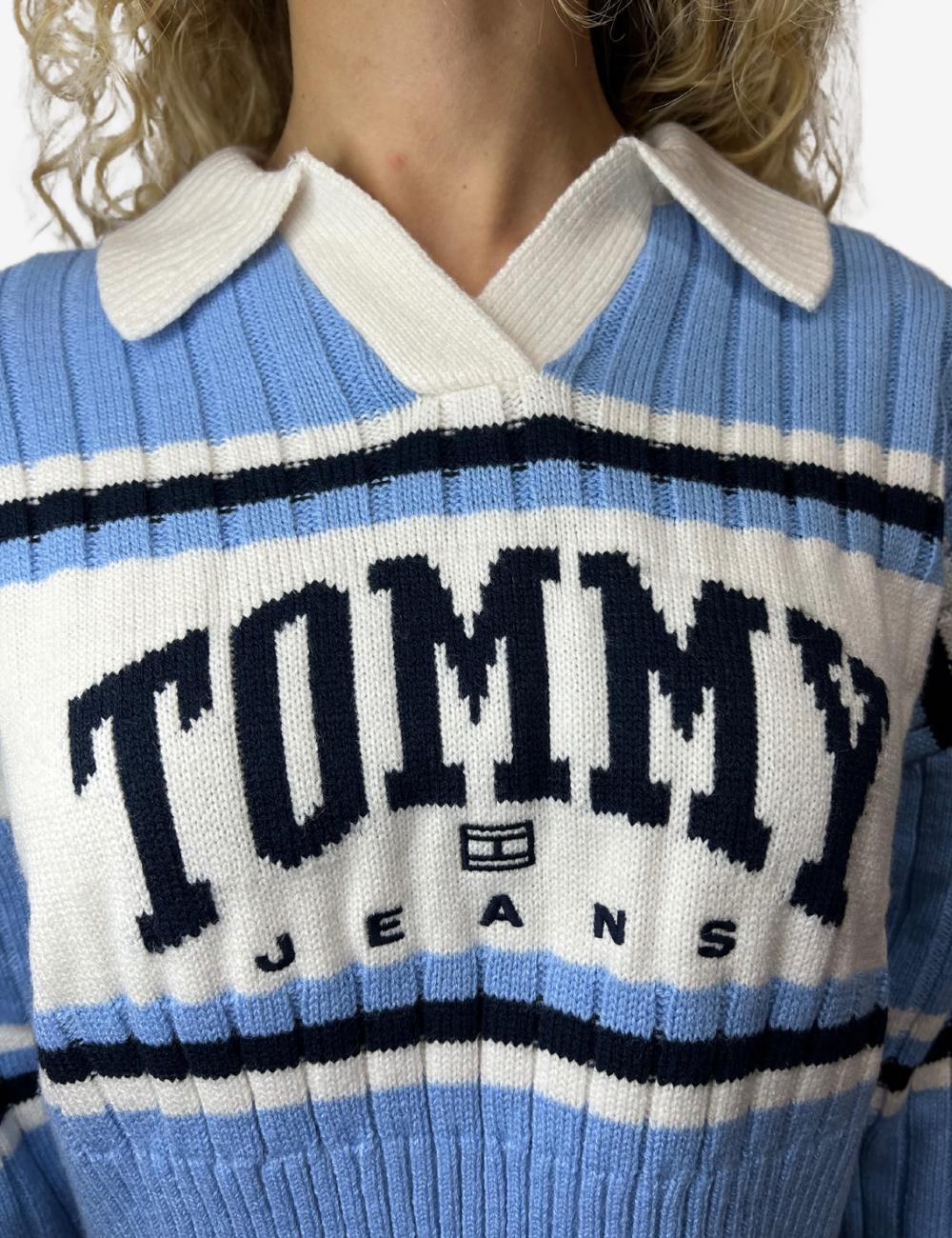 Maglia Tommy Jeans crop con colletto a polo donna