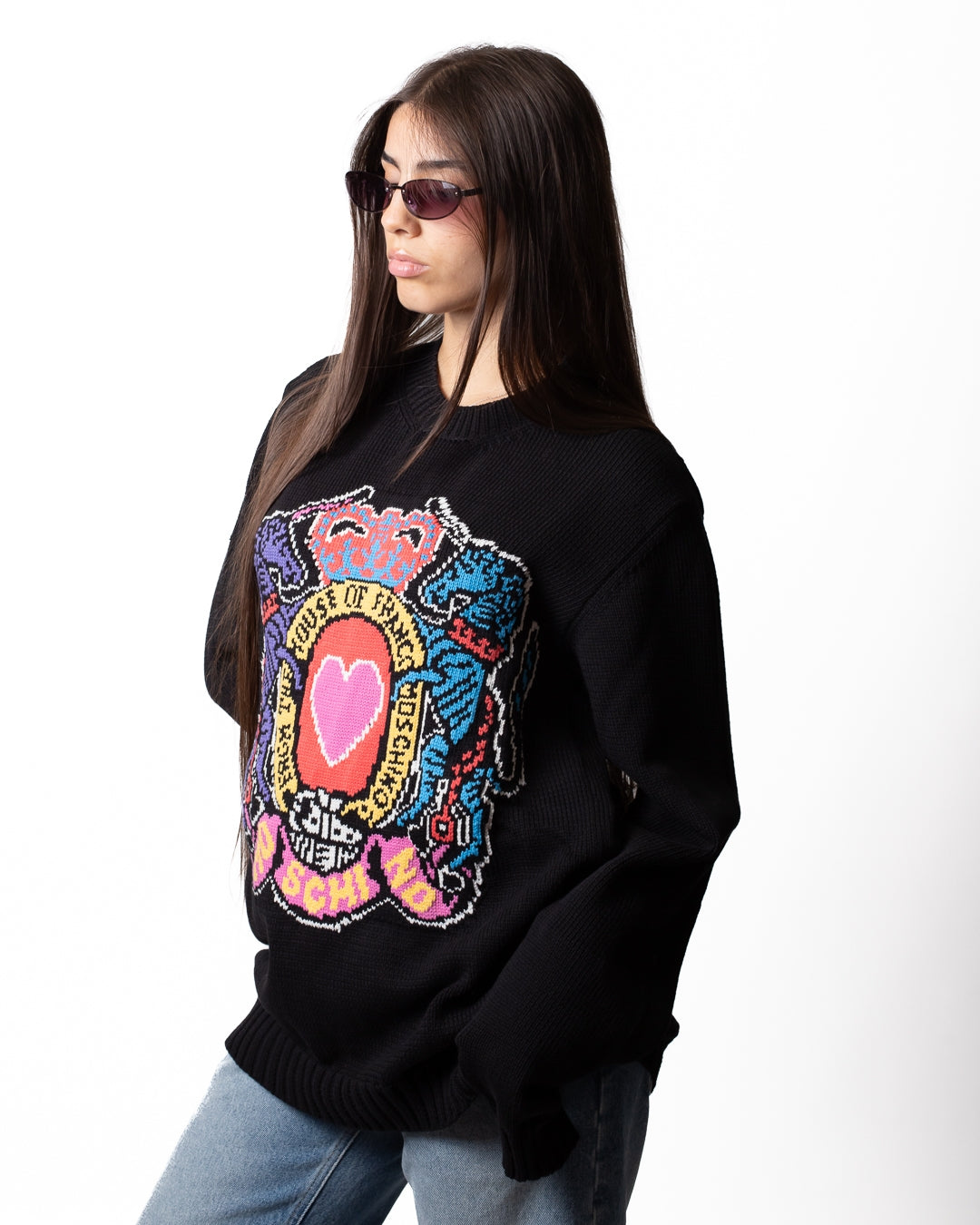 Maglia Moschino girocollo con maxi ricamo