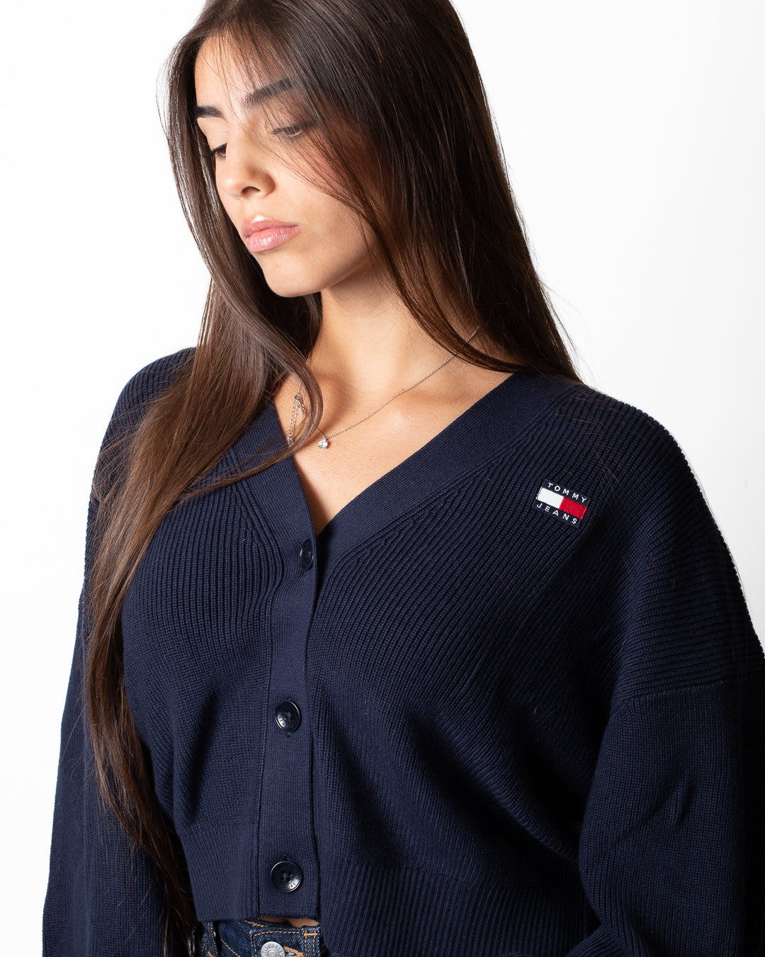 Cardigan Tommy Jeans "Flag Badge" donna