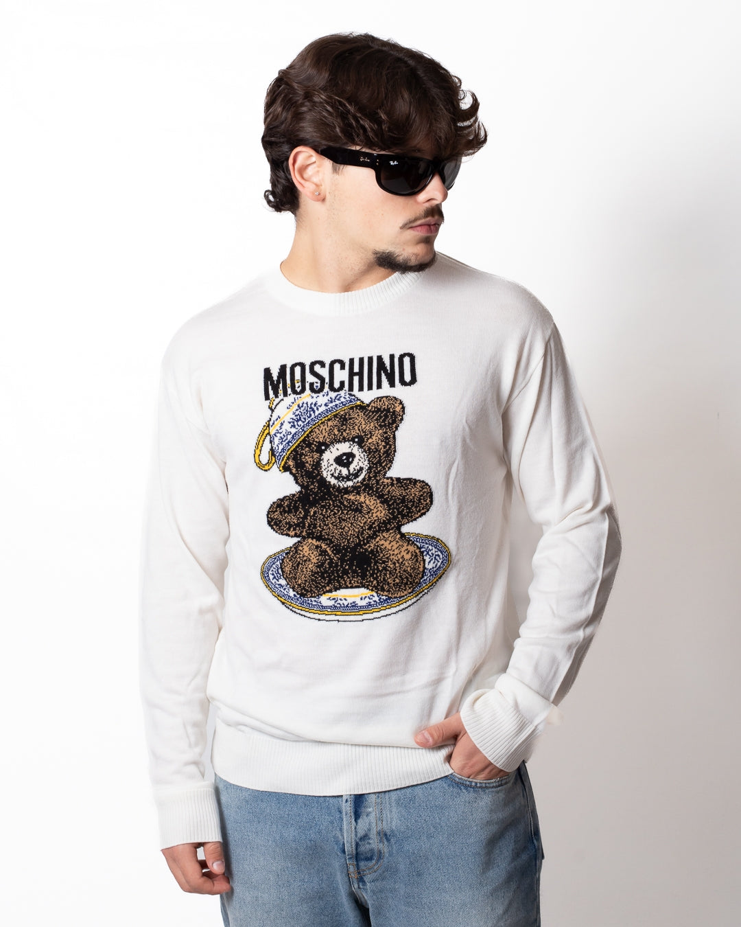 Maglia Moschino in lana con ricamo Teddy Bear