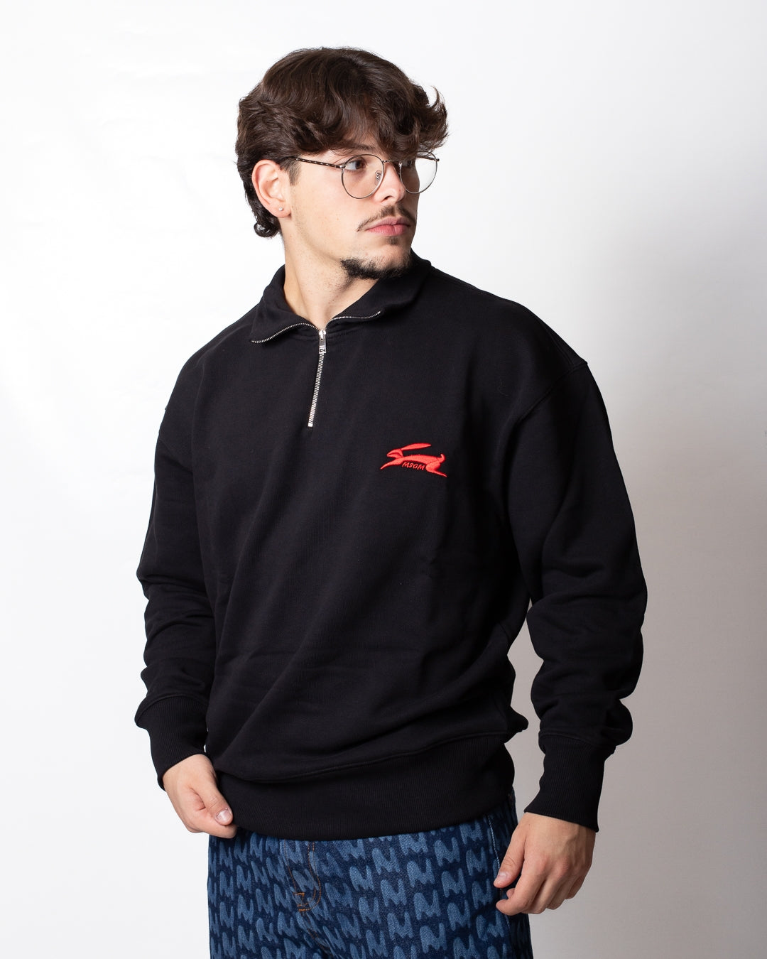 Felpa MSGM a mezza zip con logo ricamato