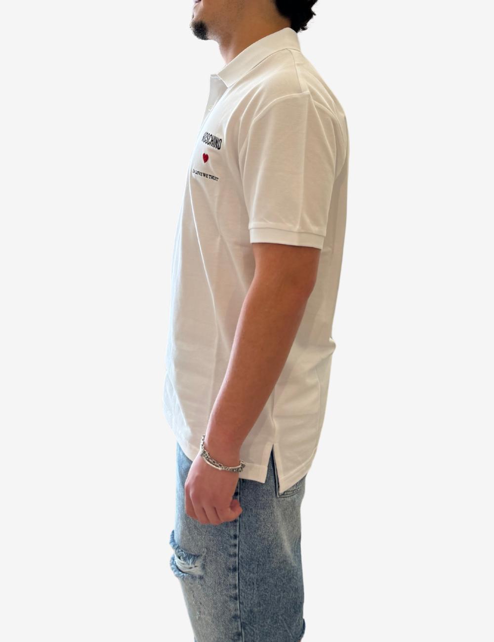 Polo Moschino "In love we trust" con ricamo uomo