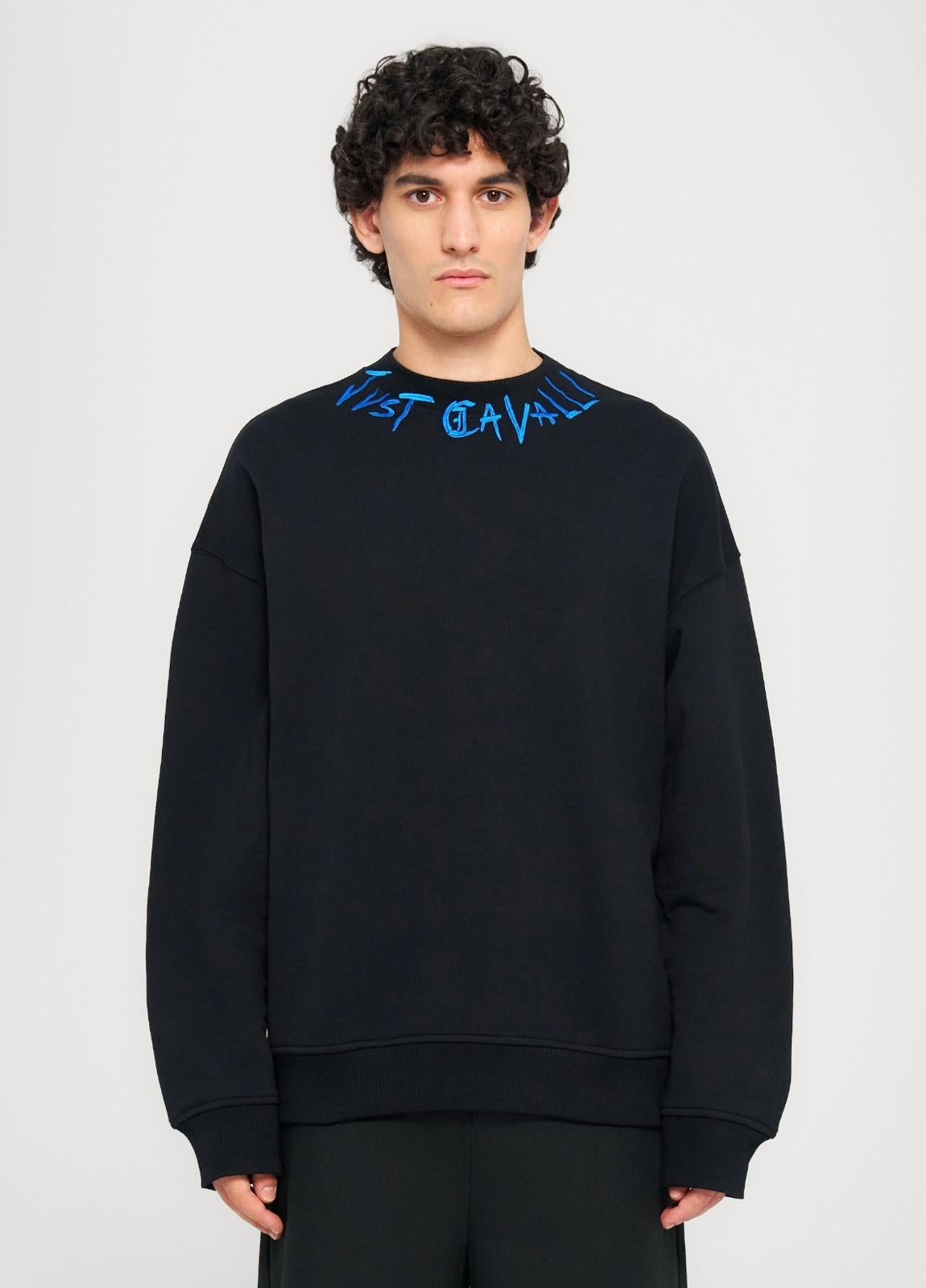 Felpa Just Cavalli "Logo Chain" girocollo uomo