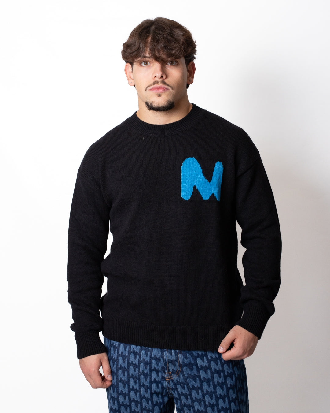 Maglia MSGM girocollo in misto lana con logo monogram