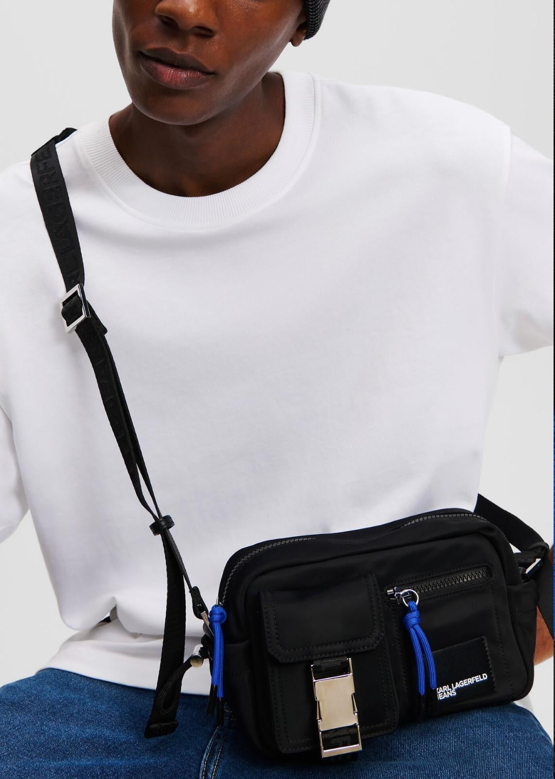 Tracolla Karl Lagerfeld Jeans con gancio e patch