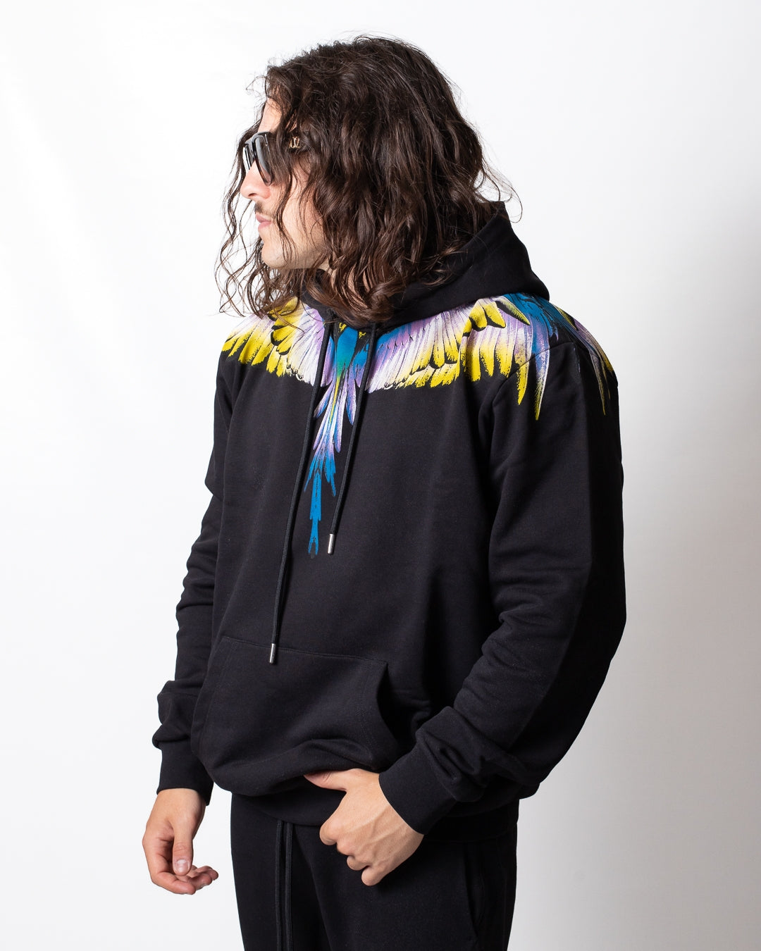 Felpa Marcelo Burlon "Wings Multicolor" con cappuccio uomo