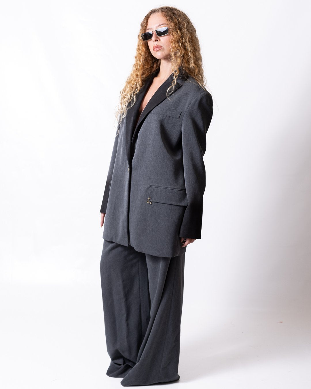 Giacca Just Cavalli monopetto con dettaglio sfumatura e piercing oro "JC"