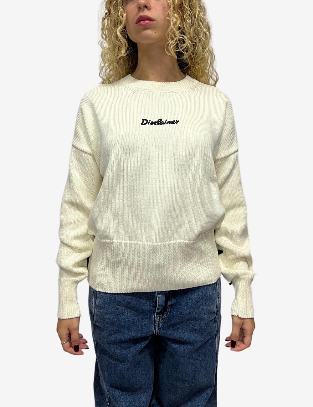 Maglia Disclaimer girocollo con logo in rilievo donna