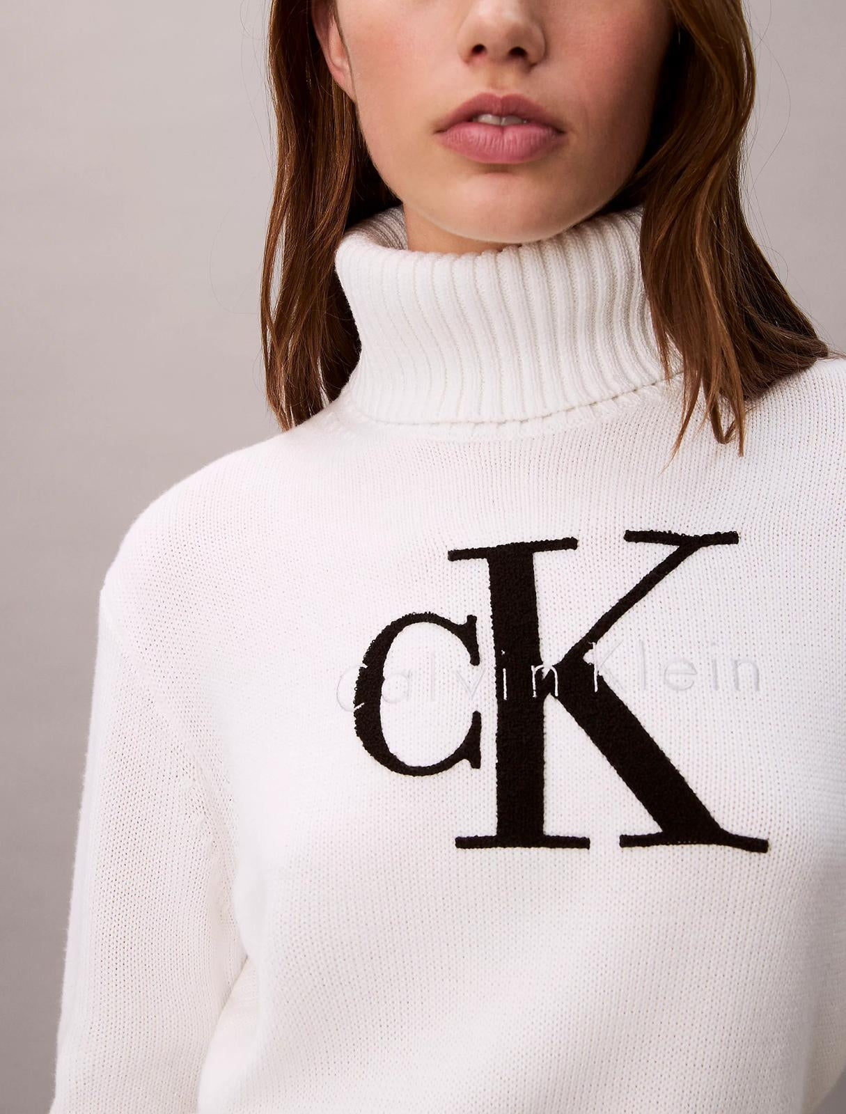 Maglia Calvin Klein dolcevita con logo in spugna donna