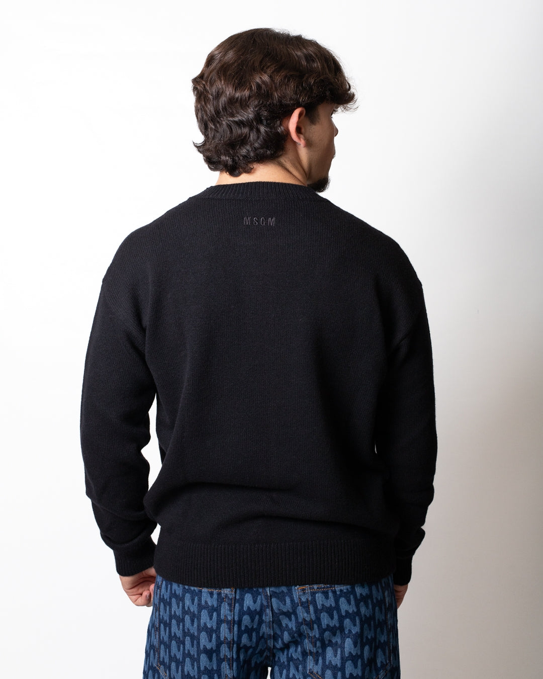 Maglia MSGM girocollo in misto lana con logo monogram