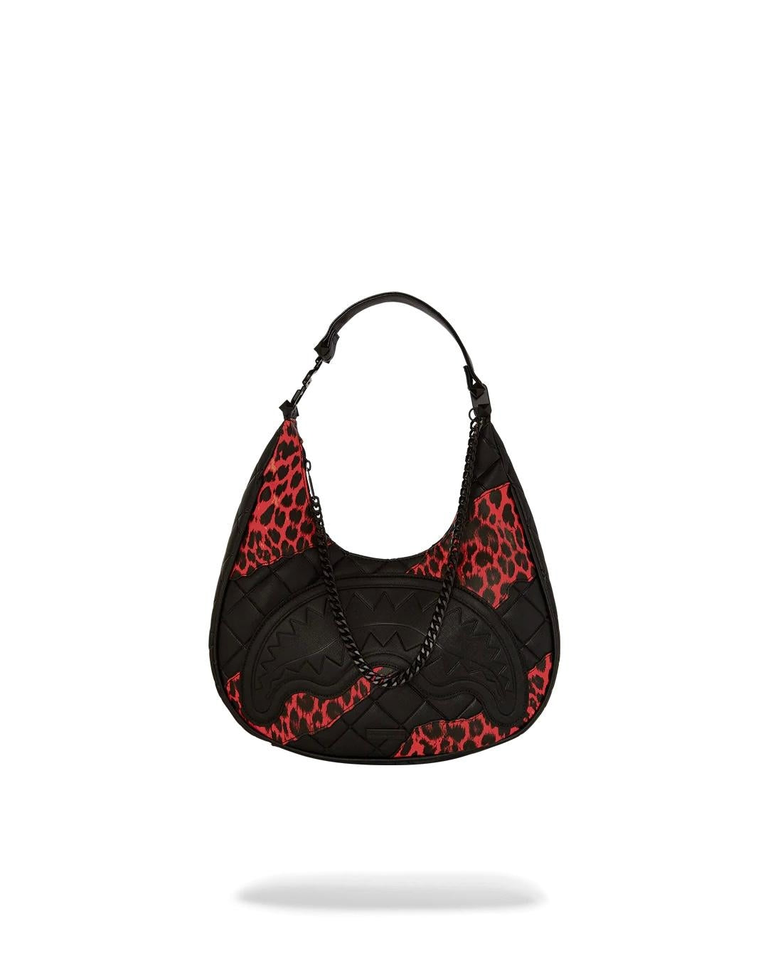 Borsa a spalla Sprayground nero "Red leopard puffer vice shoudlar bag" donna